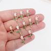 100pcs Alloy Enamel Rose Pendants Valentine's Day Gift for Girls Women Red Pink Blue Flower Fit Earring Bracelet DIY