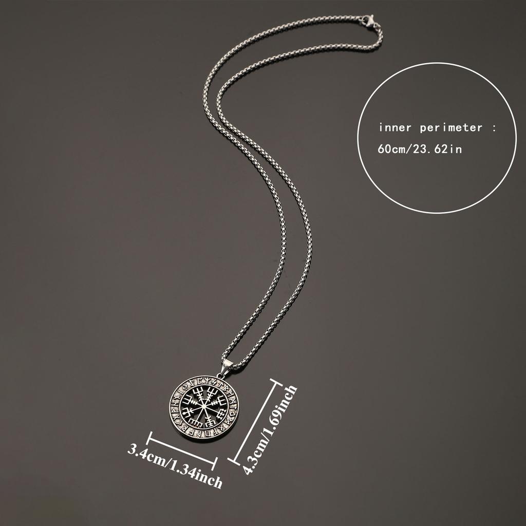 Vintage Viking Rune Pendant Necklace Trendy Fashion Accessory Versatile Party Jewelry