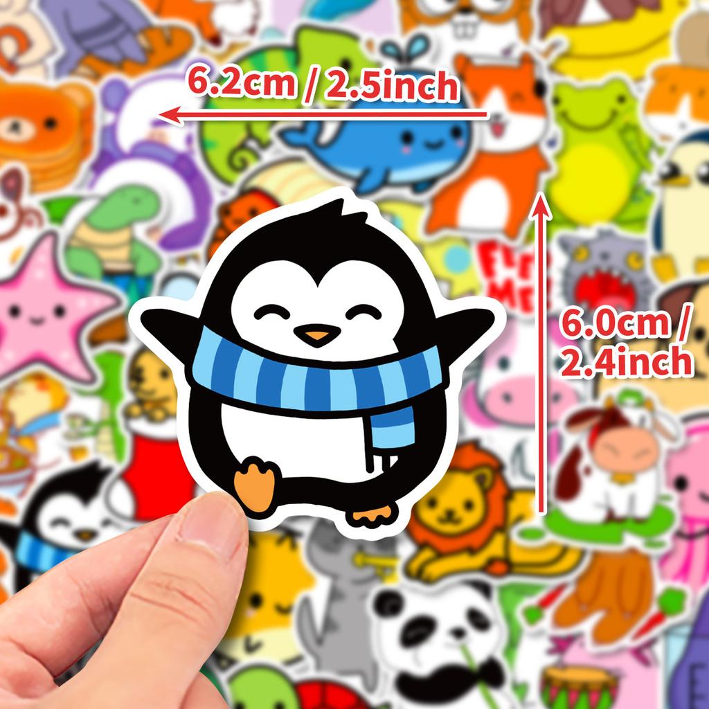 50 Cute Animal Series Stickers, Children'S Educational Cartoons Simplified Wind Small Animal Stickers Luggage