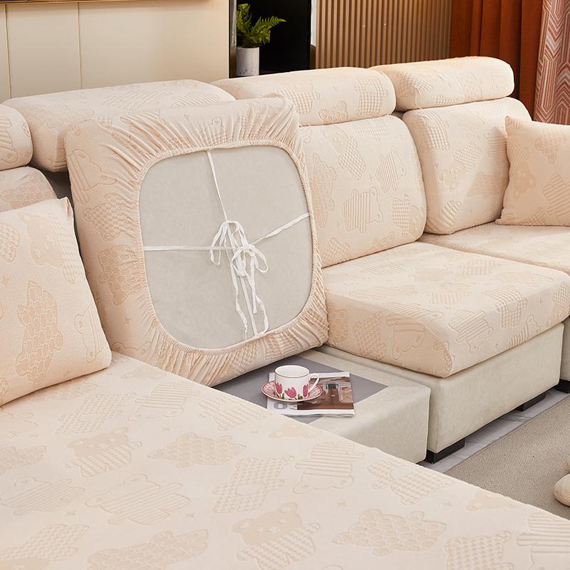 Plush Sofa Cushion Cover For Normal Sofa L Shape Sofa Chaselong Slipcovers Stretch Jacquard Flower Home Decoration