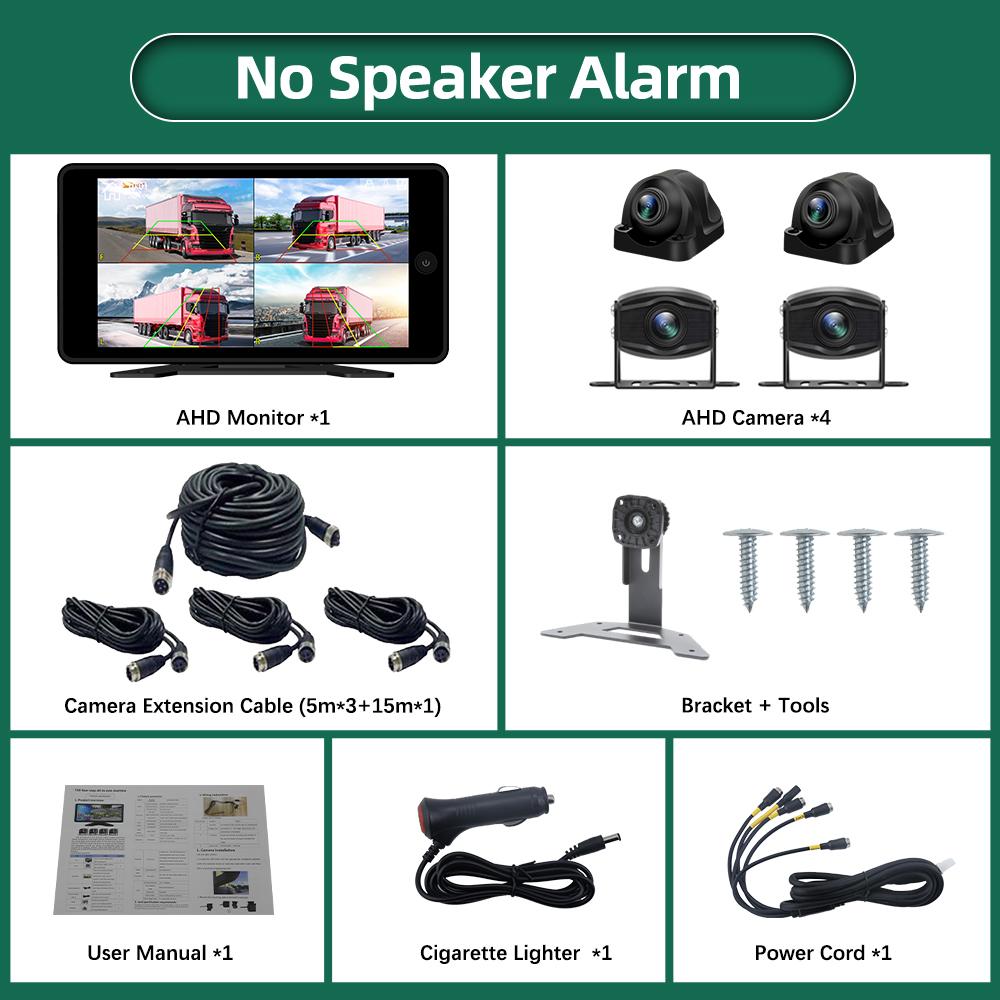 

10.1 Inch 4 Channel Blind Spot BSD Alarm Truck Bus Onboard DVR Video Recorder Monitor with 4 AHD 1080P Starlight Night Cameras 64G