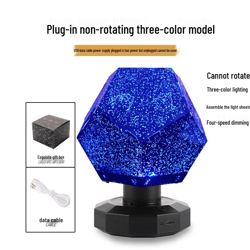 Four Seasons Rotating Starry Sky Projector Lamp - Romantic Constellation Night Light 3W
