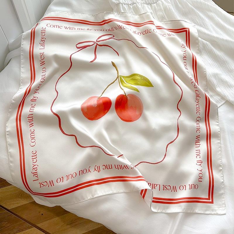 New fashion high-end silk scarf sunscreen women's printed square scarf versatile light luxury silk scarf hair accessories temperament scarf