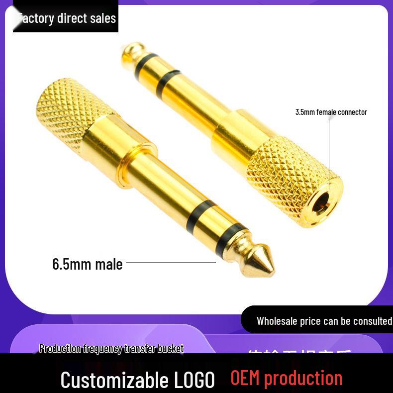 High-Quality Gold-Plated 3.5mm To 6.35mm Stereo Headphone Adapter - All Copper Audio Connector for Mobile Devices.