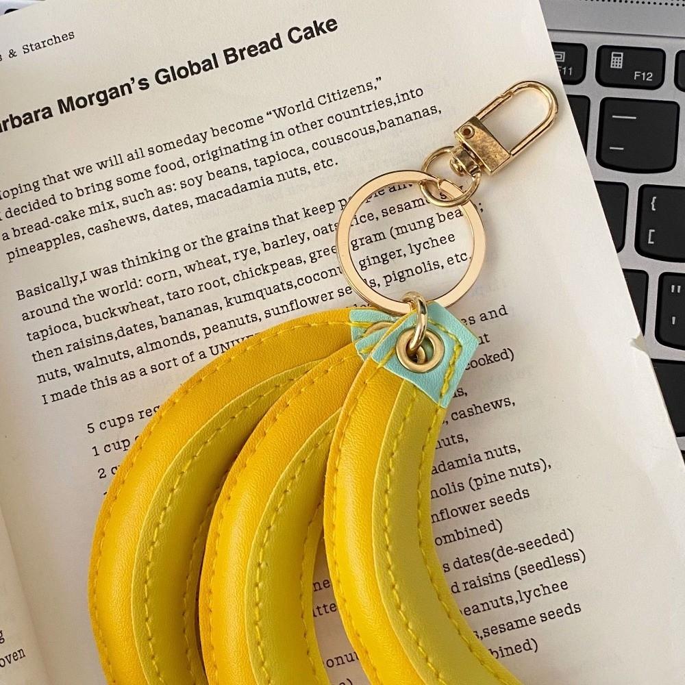 Cute Fashion PU Leather Pendant Simulation Fruit Key Ring Fruit Banana Keychain  Small Gift