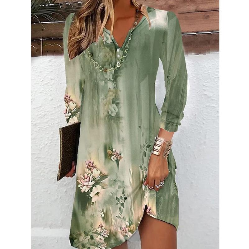 Women's Sexy V-neck T Shirt Dress Summer Women's Top Short Sleeve Dress Women's Slim Midi Dress Beach Skirt Printed Dress Casual