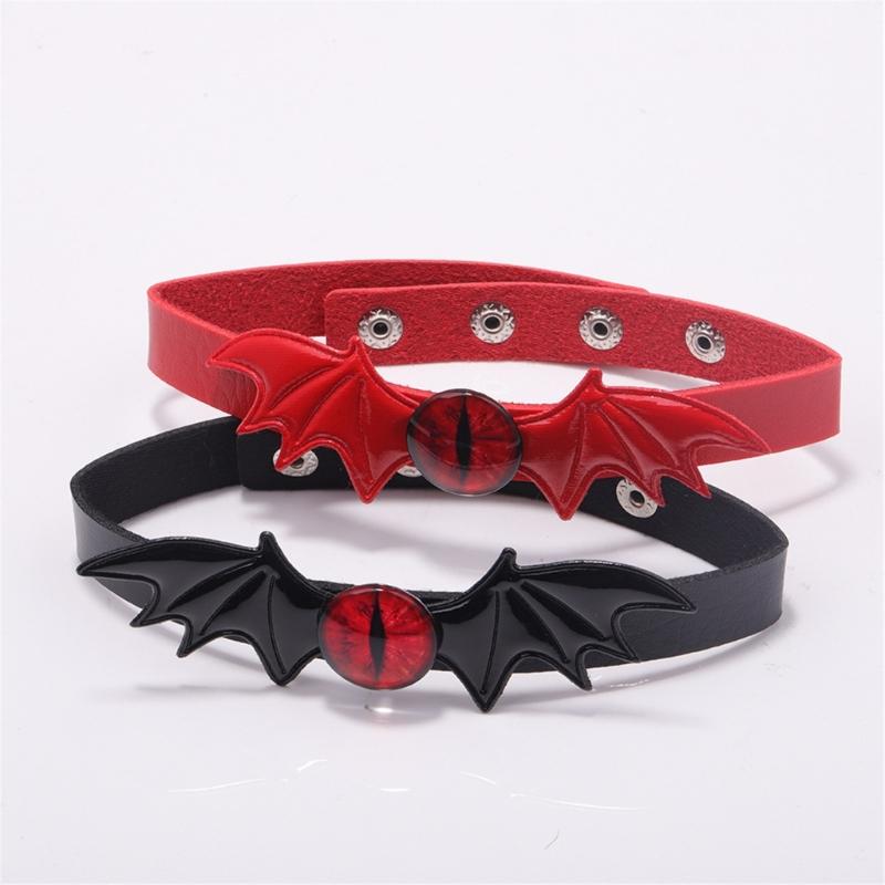 Halloween Devil Bat Wing Choker Necklace, Leather Bat Choker, Leather Collar Necklace for Women Halloween Cosplay