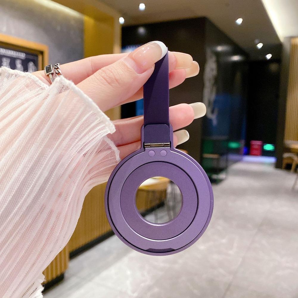 

Strong Magnetic Mobile Phone Holder Alloy Foldable Phone Ring Holder with Strap Damping Design Desktop Stand фіолетовий