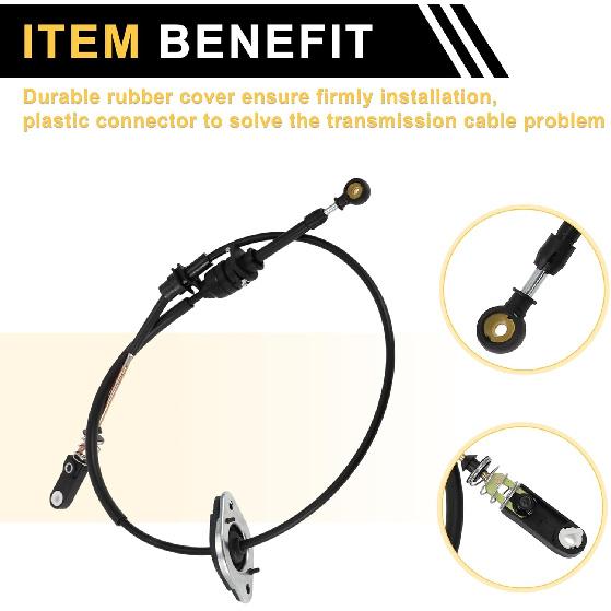 Automatic Transmission Gear Shifter Cable for Jeep Wrangler 2007-2010 Auto Trans Gear Shift Control Lever Cable No.52060164AC/52060164AD Metal Black