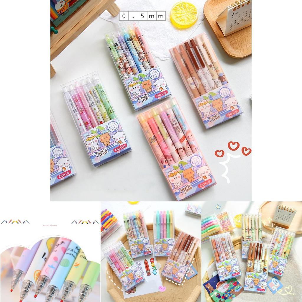 Charming 0.5mm 6pcs Ins Press Gel Pen Set Perfect For Back To School Supplies