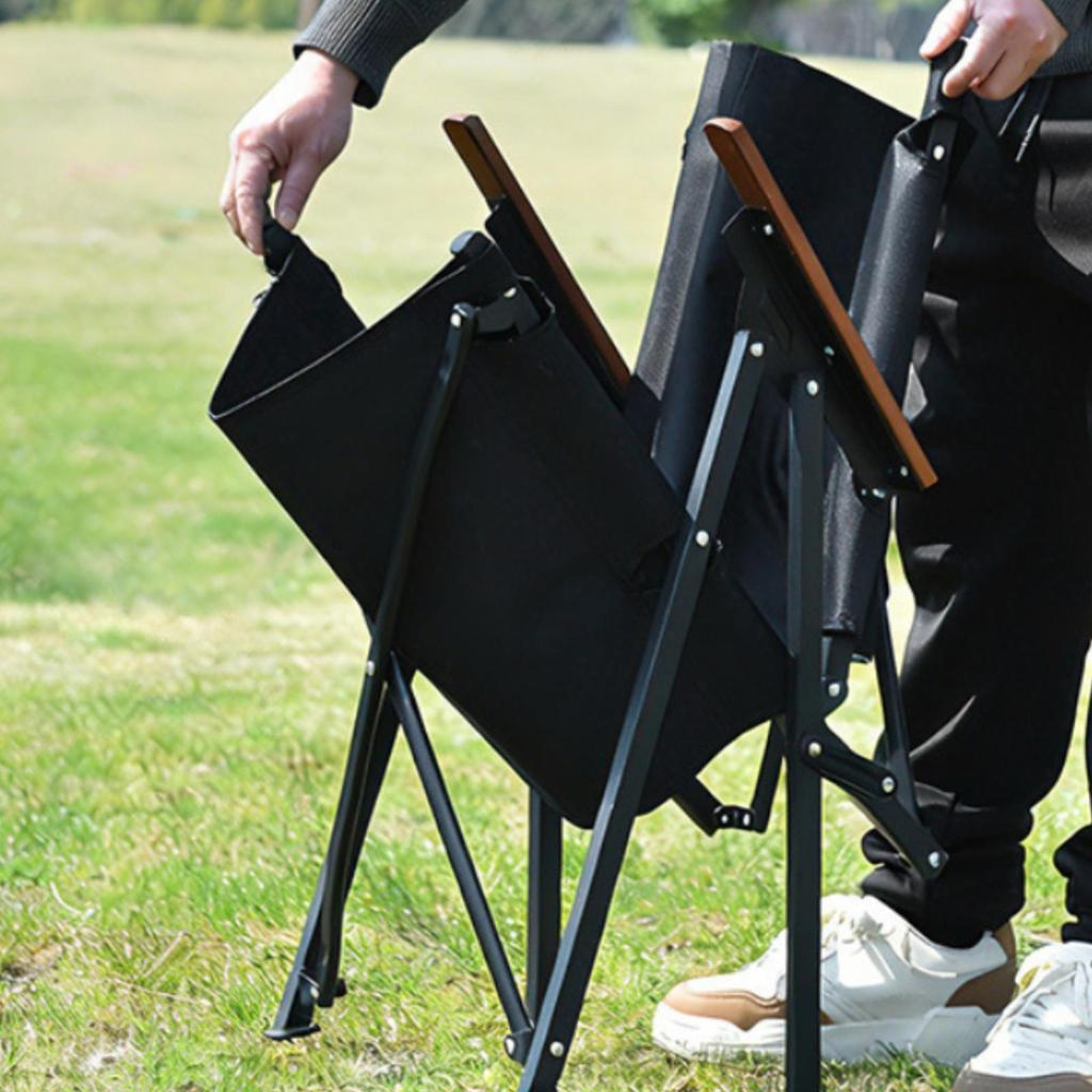 Fold-Flat Camp Chair Carbon Steel Frame Folding Camping for Sketching