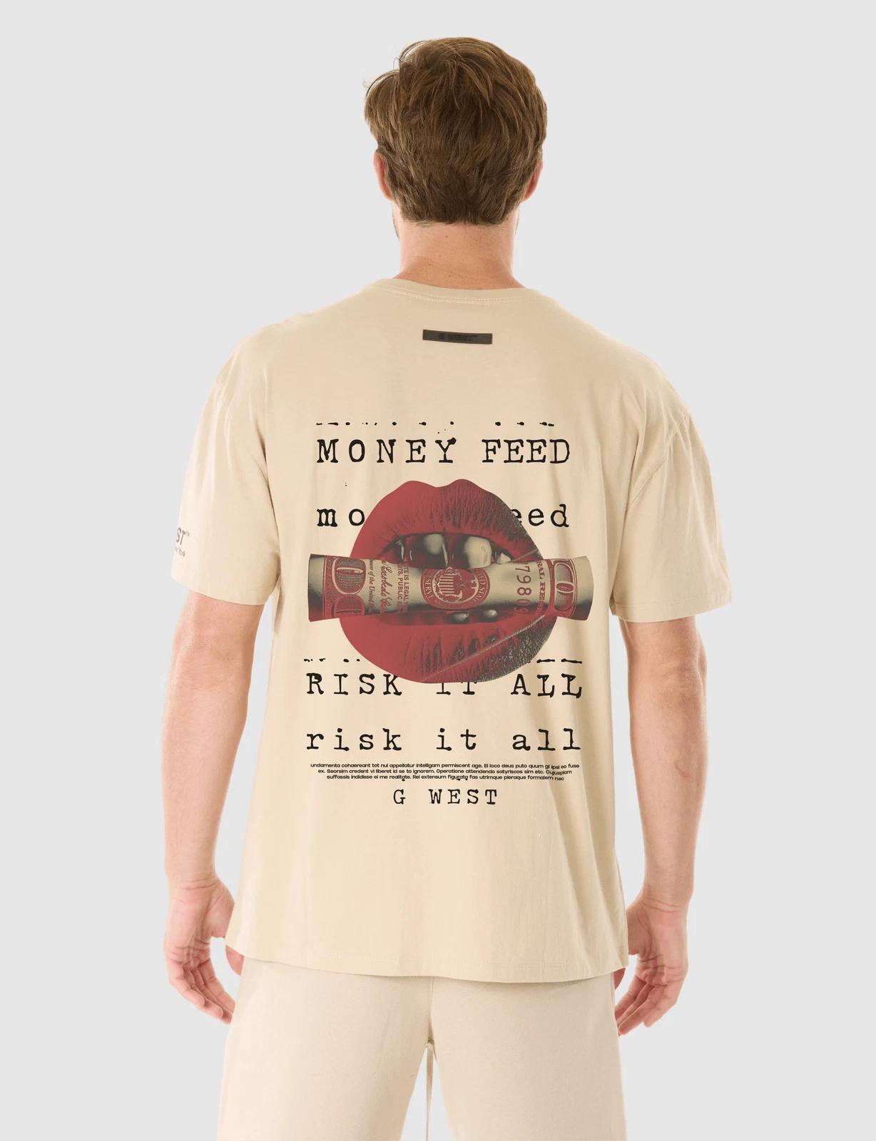 G WEST MONEY FEED T-SHIRT - OXFORD TAN L