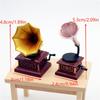 1Pc/1Set Dollhouse Miniature Retro Gramophone Mini Phonograph Record Simulation Gramophone Handicrafts Home Model Toys Decor