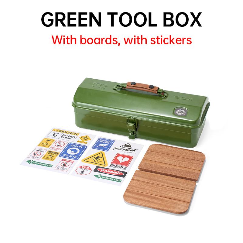 Outdoor Toolbox Portable Small Steel Toolbox Roof Style Double Lock Protection Iron Box Multi-functional Heavy Duty Toolbox