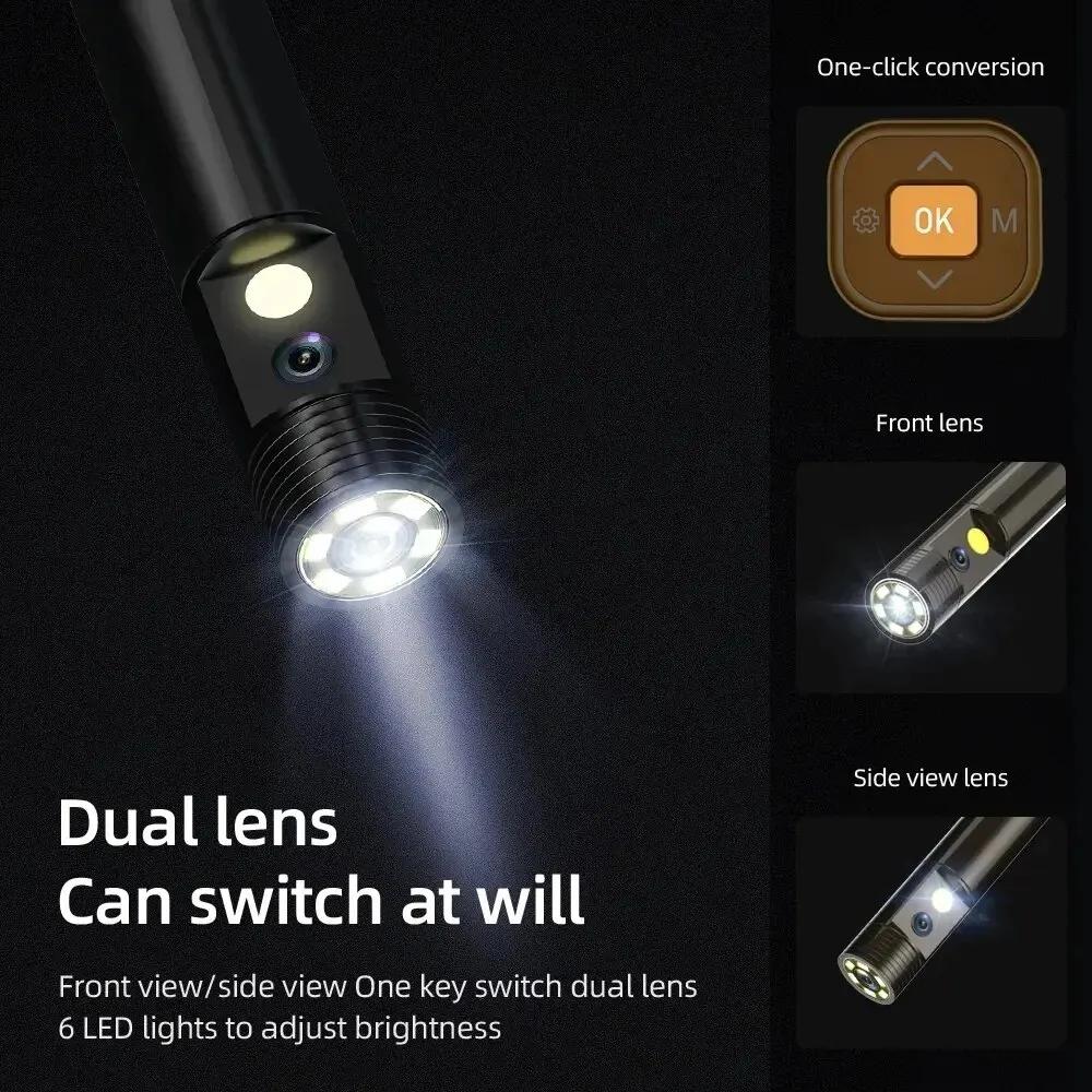 HD1080P Industrie-Endoskop, 4,3-Zoll-IPS-Bildschirmkamera, 8-mm-Doppelobjektiv-Starr-Endoskop für die Inspektion von Automotoren und Abwasserkanälen