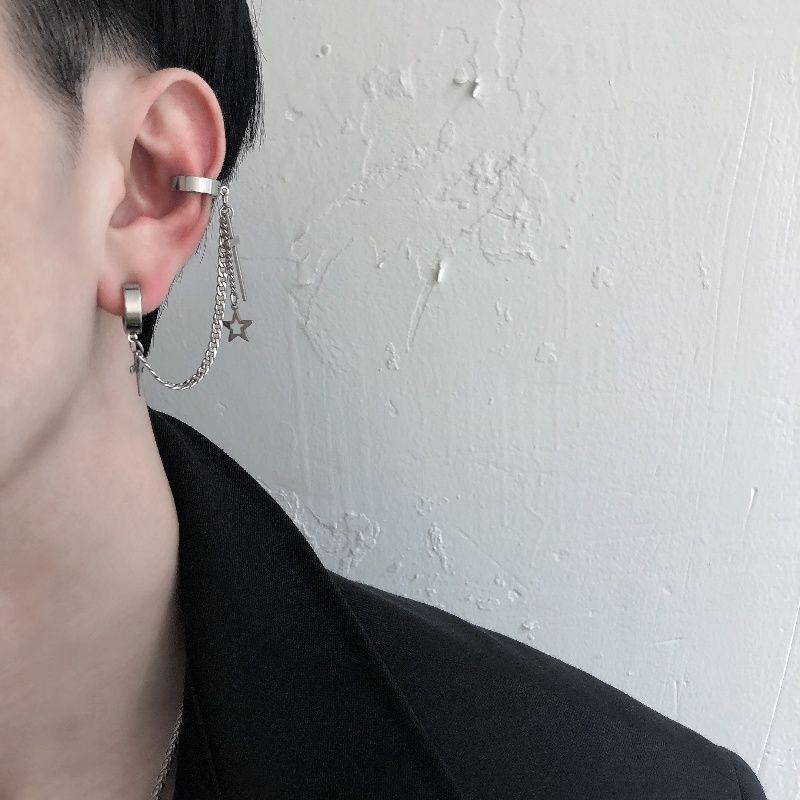 Cercei Unisex Stea Cruce din Oțel Titan - Clipuri de Ureche Versatile Cool Hip-Hop Coreean
