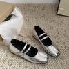 Silver single shoes women's inner height increase 2025 spring and autumn new temperament square head light mouth Mary Jane