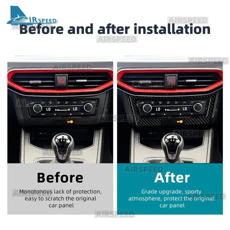 Real Soft Carbon Fiber Sticker LHD RHD Car Center Console Panel Frame For Seat Ibiza 6F 2018 2024 2025