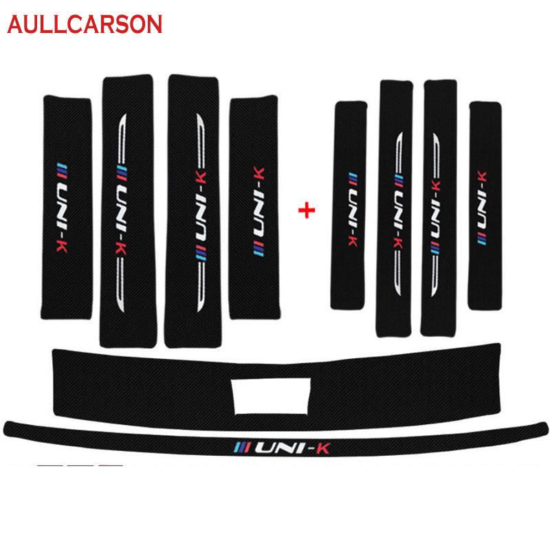 For Changan Unik Uni-k 2022 2023 Car Door Sill Leather Stickers Protection Plate Carbon Fiber Threshold Strip