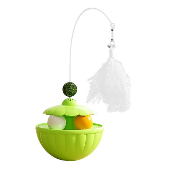 

Інтерактивна гойдалка-кішка Іграшка-дозатор ласощів для кошенят Багатофункціональна іграшка з пір їнкою-дразнилкою, доріжкою та м ячиком для домашніх кішок Тренування Гра Полювання Single Layer зелений