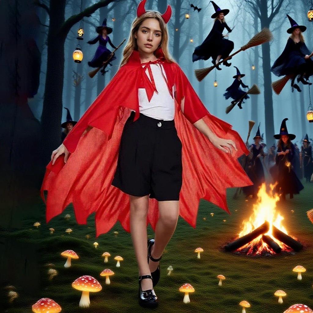 Vampire Costume Set Gothic Cape Cloak with Horned Headband Halloween Cosplay Outfit for Women Men Party Accessories Horror Decor