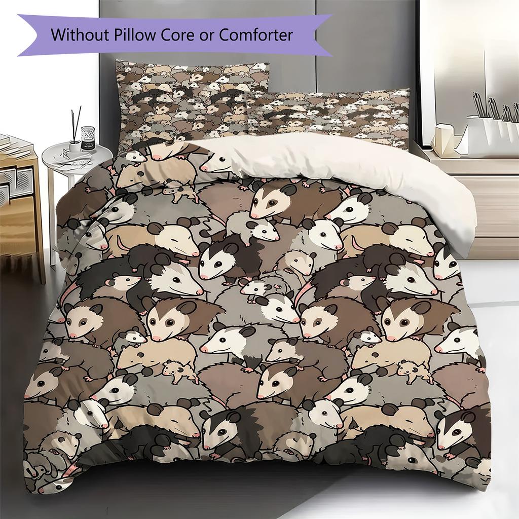 Cartoon Animal Art Pattern Bedding,Quilt Set Quilt Cover Pillowcase Home Birthday Gift (1 * duvet cover + 2 * pillowcase, without core)