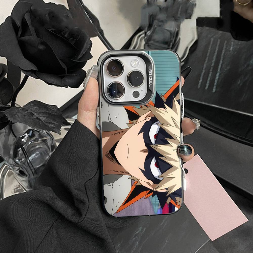 Custodia per Telefono Katsuki Bakugo p-Hero Academia Per iPhone 17,16,15,14,13,12,Pro MAX Nera Opaca Cover Antiurto
