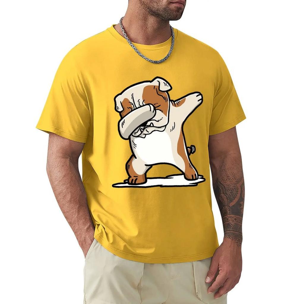 English Bulldog Cute Dabbing T Shirts Cartoon Graphic TShirts Cool Short Sleeve Clothing Streetwear T-Shirts Tee Tops