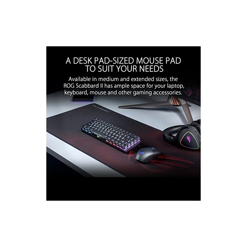 ASUS ROG Scabbard II Gaming Mouse Pad - Extra Large, Stain-Repellent Nano-Coating, Fray-Resistant Flat Stitching, Non-Slip, Genuine Domestic Product