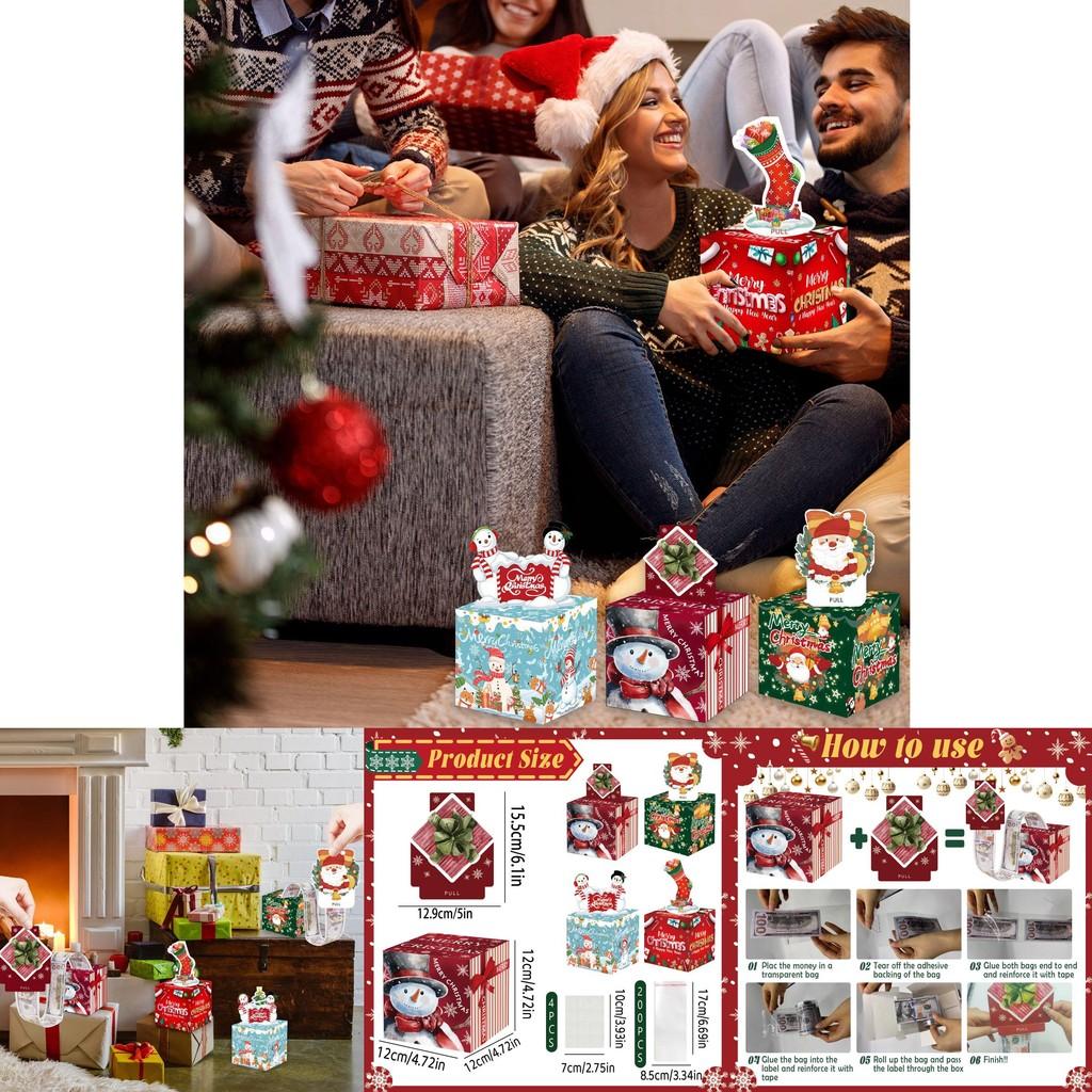 Christmas Themed Pattern Paper Box Set Holiday Decoration Props For Holiday Celebrations