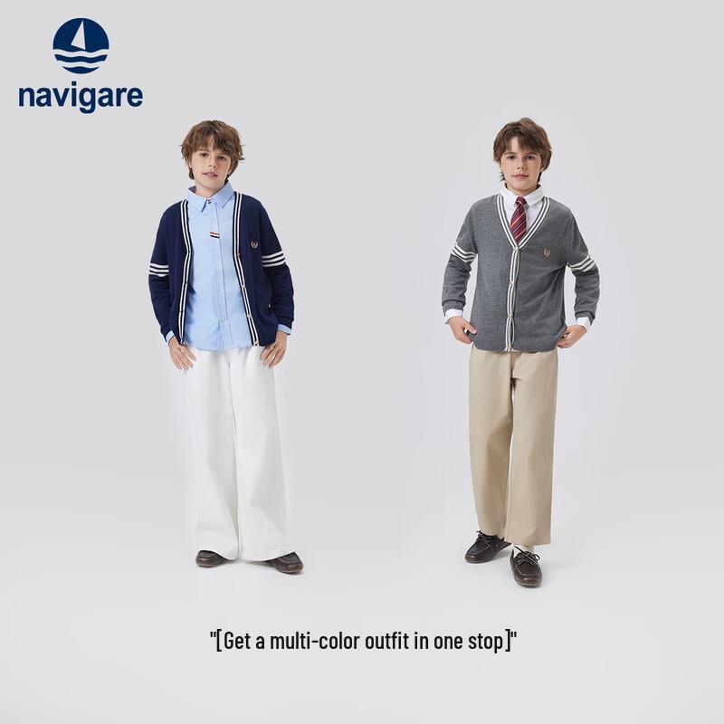 Navigare Boys' V-Neck Color Block Cardigan Sweater