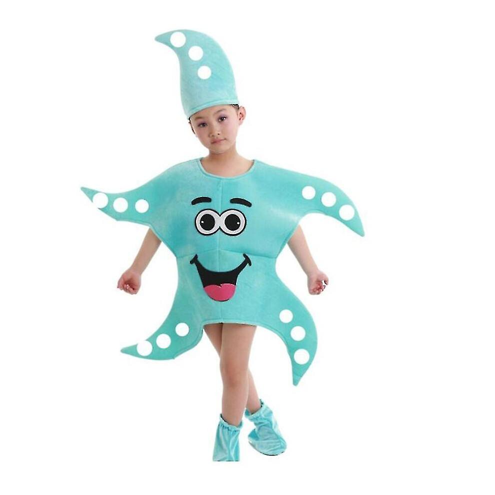 (Sky Blue, 100 Cm) Children School Home Party Starfish Cosplay Costume For Boys Girls Baby Wear Sea Animal Star Stage Show Clothes Dancing Suit