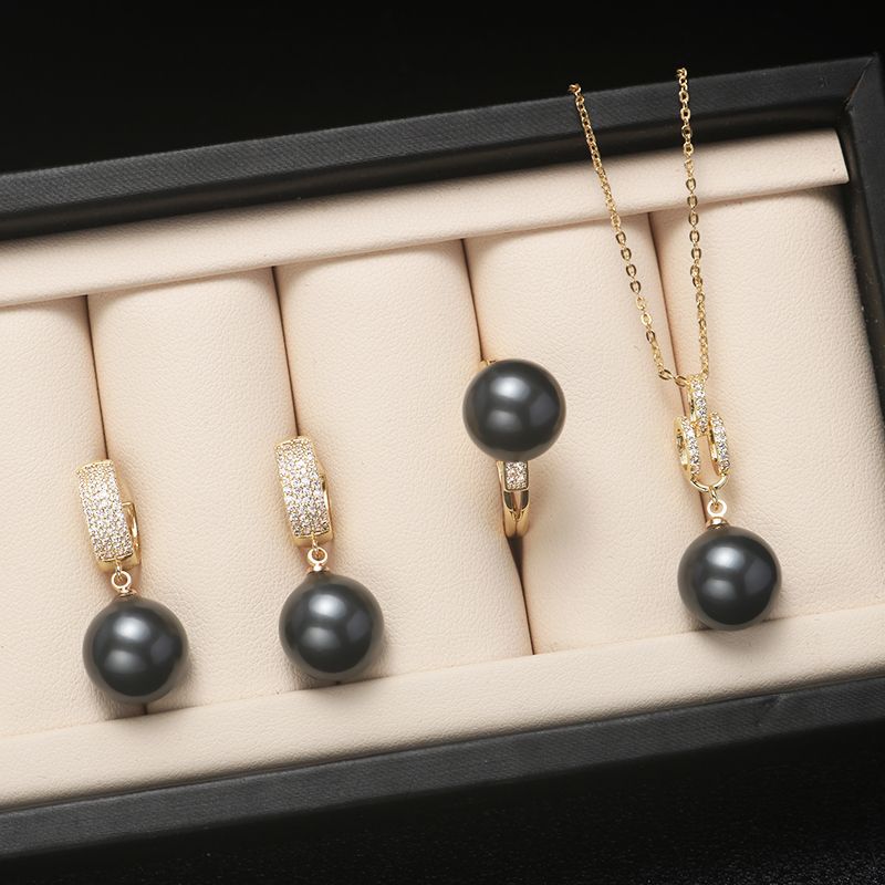 Mom Gift Three-piece Pearl Box Pearl Necklace Female Bead Necklace Pendant for Girlfriend Gift Jewelry Set