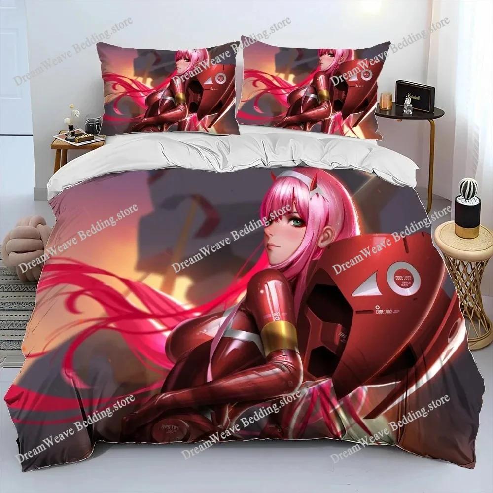 Zero Two (Darling in The FranXX) 002 Bedding Set Single Twin Full Queen King Size Bed Set Aldult Kid Bedroom Duvet Cover Sets