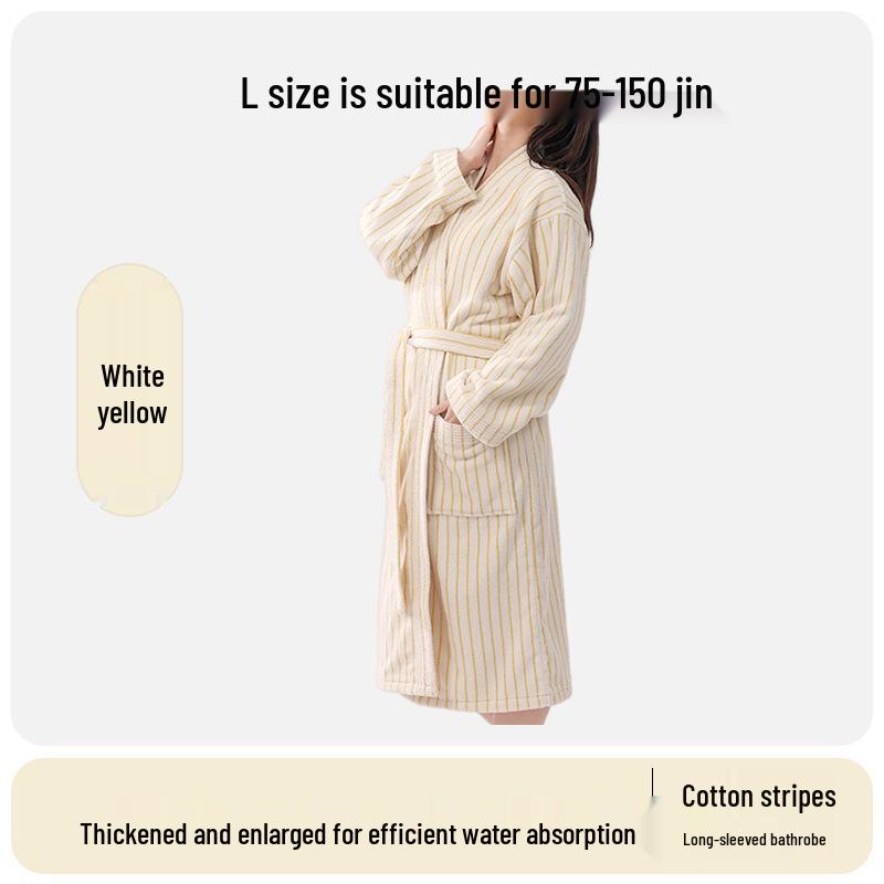Unisex Thickened Cotton Bathrobe - Absorbent, Quick-Drying, All-Season, Plus Size Pajamas