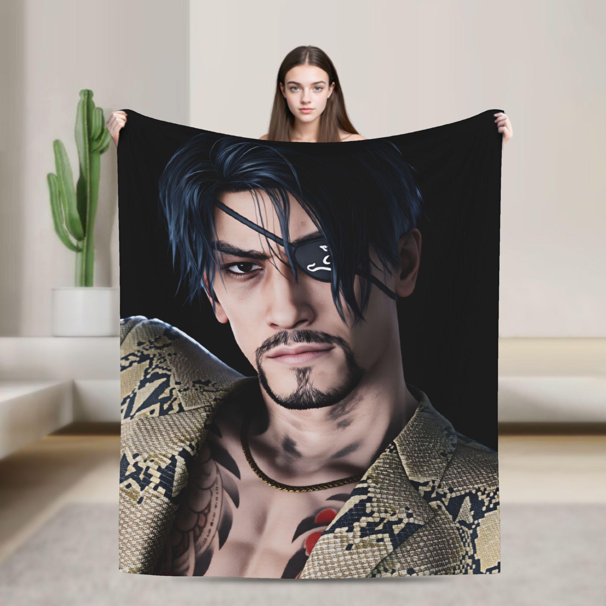 

Funny Goro Majima Warm Comfy Blankets For Sofa Home Graphic Throw Blanket Autumn Travel Car Flannel Bedspread 75x90cm