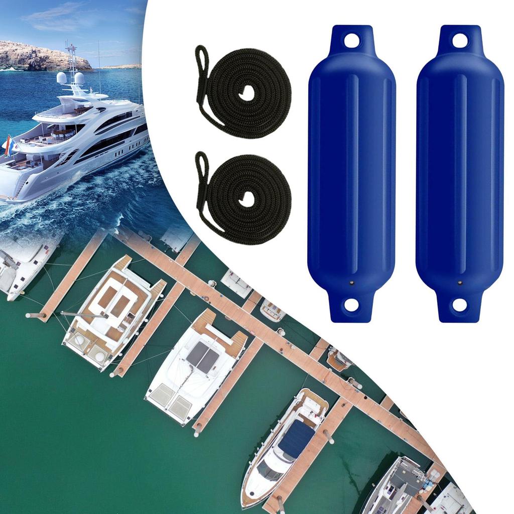 2pcs Boat Fenders Boat Bumper 9.5mm x 2m Ropes Easy to Install PVC G1 Anti