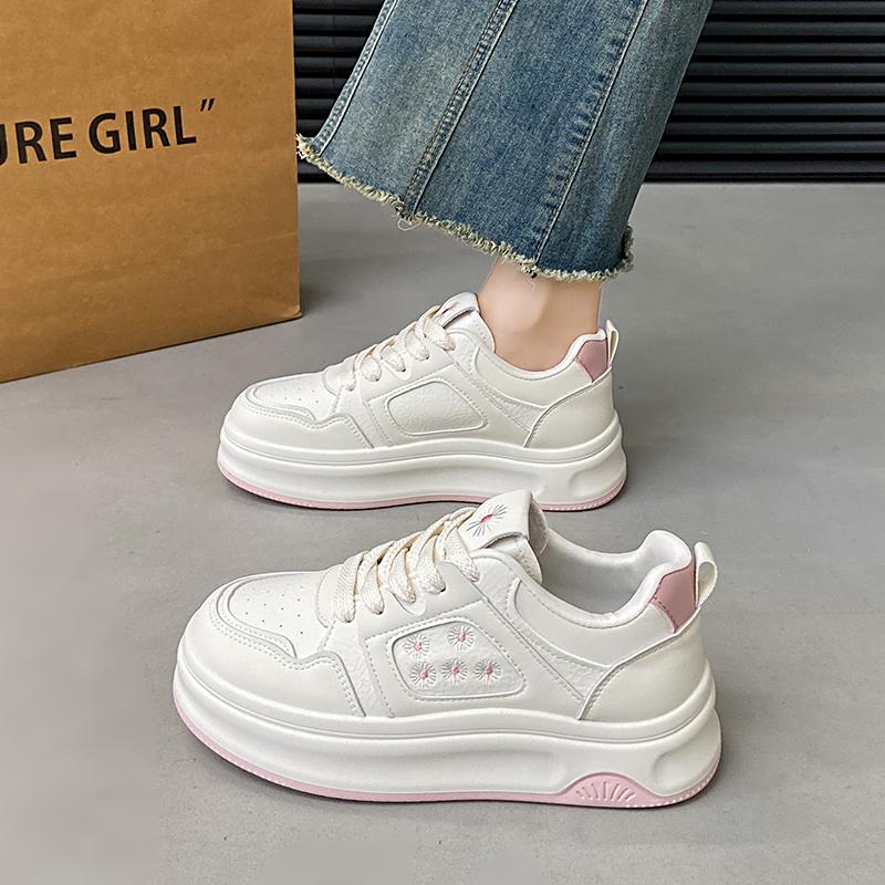 CRLAYDK Mode Damen Sneaker Lässig Skateboarden Walking Bequeme Schuhe Plateau Damen PU-Leder Weiß Sport Tennis