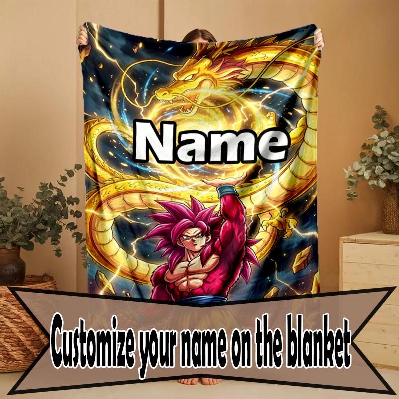 Custom Name Personalized Anime Print Blanket, Home Decor, Bedroom, Sofa, Camping, Couch, Gifts for Birthday Christmas