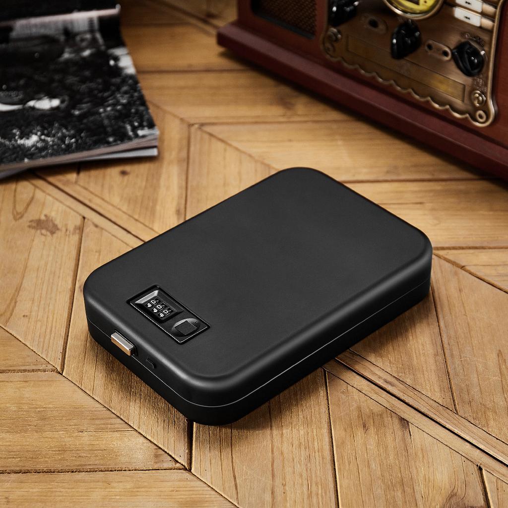 Tragbarer Fingerabdruck-Passwort-Safe Fingerabdruck-Pistolensafe Mini-Pistole-Waffensafe mit Stahlseil Auto-Mini-Diebstahlschutzsafe