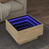  Coffee Table with LED, Sonoma Oak, 50x50x30 Cm