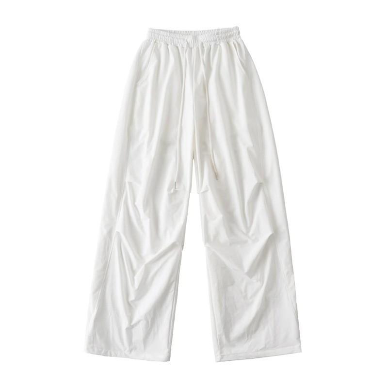 American Hip Hop Style Cargo Pants Loose Fit Wide Leg Drawstring Waist Casual Dance Sports Trousers Women