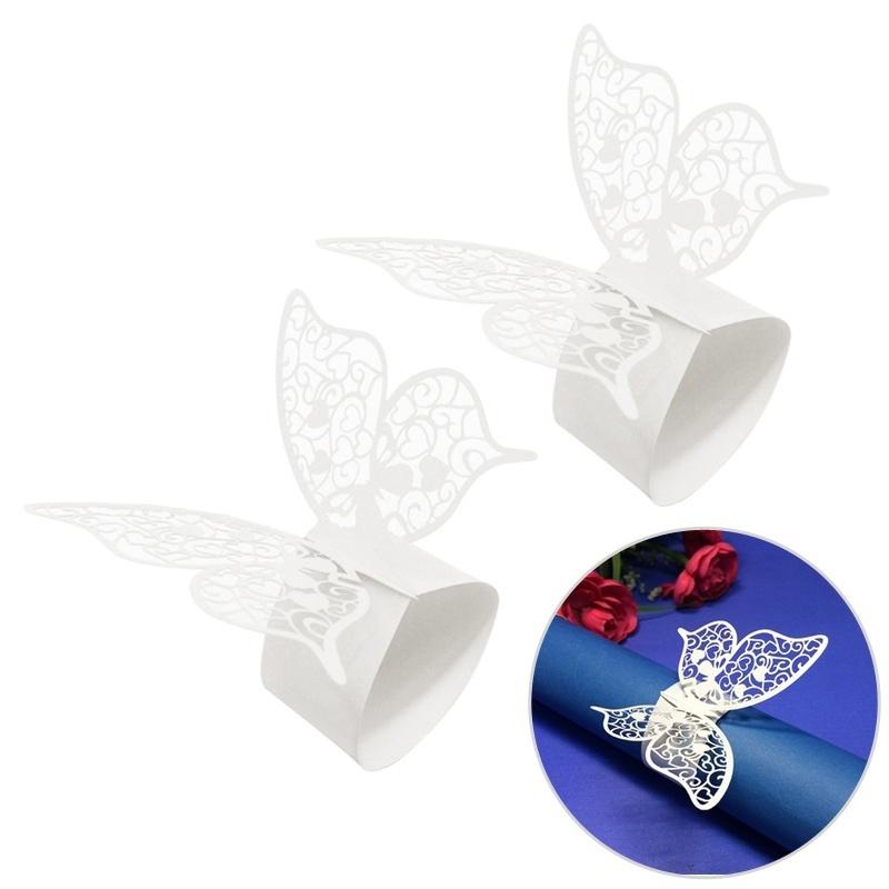 Pack of 12 Butterfly Paper Napkin Rings For Wedding Party Decoration