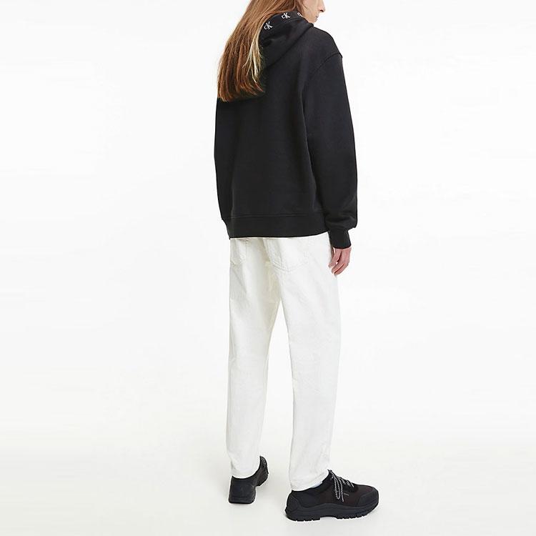 Calvin Klein Fw22 Solid Color Logo Embroidered Hoodie Unisex Hoodies Black J30J321883-BEH