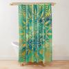 Tenda Doccia Vetro Colorato Zaffiro Giada Mandale Fiore di Mandala Linee Esposizione Opere d'Arte Tessuto Tende da Bagno con 12 Ganci