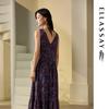 ELLASSAY Deconstructed Elegant Deep V-neck Mid-length Dress