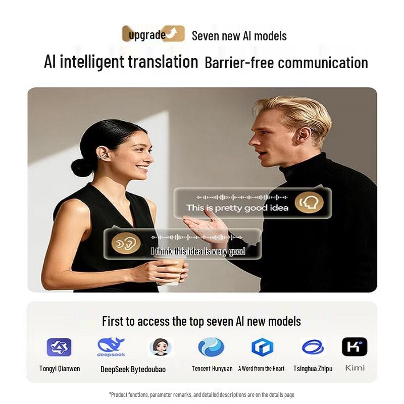 Saina S6S Ultra Open-Ear Ear-Clip Bluetooth Headset with AI Translator