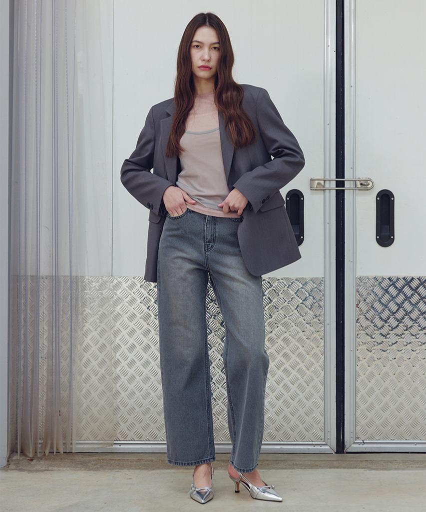 JBYRARA Normal Wash Straight Fit Denim Pants_Deep Gray