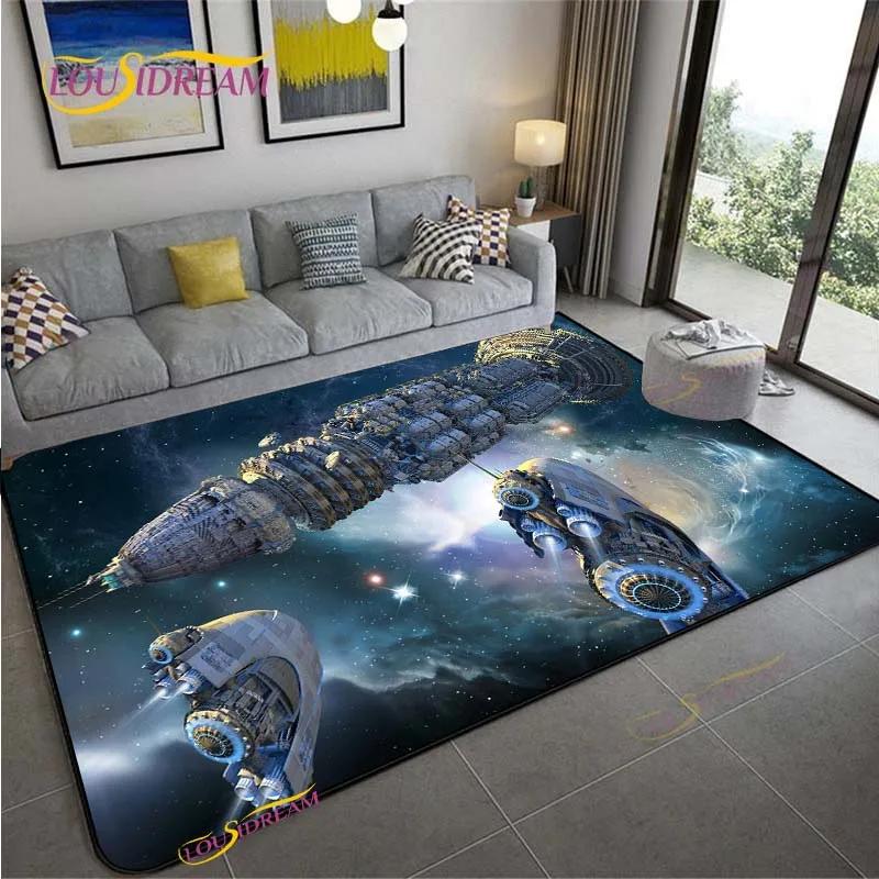 3D Space Ship Station Carpet for Living Room Bedroom Table Cinema Rug Kitchen Door Kids Un-slip Floor Mat Alfombra Birthday Gift