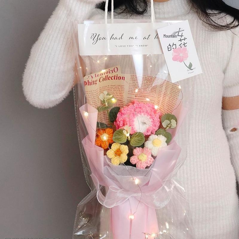 Handmade Knitted Rose & Sunflower Crochet Bouquet - Festival Gift